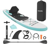 Tectake - Tabla de paddle surf, Hinchable 2 en 1, Set completo, Asiento Kayak, Stand Up Paddle, Accesorios Paddle Surf, Padel Surf Hinchable, Gran estabilidad, Correa de sujeción para el pie, Drop-Stitch para una máxima rigidez, Sistema de 3 aletas