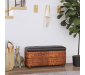 vidaXL Bancos con almacenaje con cojín 2 uds enea 69 cm en color Marrón/Gris | acolchados duraderos para sofás de jardín terraza exterior