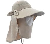 Sombrero Proteccion UV Mujer Verano Gorro de Pescador Proteccion Cuello para Mujer Transmontable Sombrero Desmontable para El Sol Ala Ancha con Protección Cara