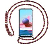 Tumundosmartphone Funda Colgante Transparente para Xiaomi Redmi Note 10 / 10S con Cordon Rosa / Dorado