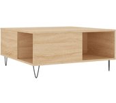 vidaXL Mesa de centro madera contrachapada 80x80x36,5 cm Blanco, Negro, Roble Sonoma Mesita de Salón o Comedor o Auxiliar Mesa de Café Meuble Salón