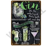 Metal Sign Vintage Tin Signs Retro Decorations Gin & Tonic Cocktail Plate Decorative Poster Plaque Bar Kitchen Home Wall Decor