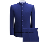 XS-5XL Formal Men's Busines 2 Pieces Blazer+Pants Stand Lapel Pants 2024 Mens Jacket Flat Suit Slim Fit Coat Groomsmen Party