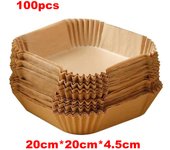 OstarkDom 100 piezas de papel para freidora de aire de  6L,  forros desechables antiadherentes, Tapete de Silicona Rectangular Antiadherente Resistente al Calor para Repostería tapetes cuadrados prueba de aceite para freidoras, hornos de cocina y horneado