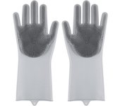 par de guantes grises, guantes de silicona, guantes para el cuidado de mascotas, guantes para bañar perros, guantes para limpiar mascotas, guantes para quitar el pelo de mascotas, accesorios para bañar mascotas