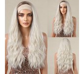 Long Curly Headband Synthetic Wigs Blonde Water Wavy Headband Wigs Bohemian Hair for Women Daily Party Use Heat-Resistant Fiber