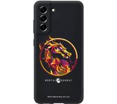 Funda original compatible con Samsung Galaxy S21 - S30 Negro con un diseño de Mortal Kombat Logo Fire