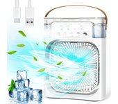 Ventilador de aire acondicionado portátil, mini refrigerador de Aire evaporative, with Luces LED de 7 Colores, temporizador DE 1/2/3 horas, 3 velocidades de Viento, Enviado desde España