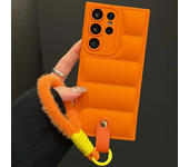 Down Jacket Style Wrist Strap Phone Case For Samsung S24 Ultra S23 FE S22 Plus + Note 20 A55 A35 A25 A15 5G A05s A05