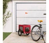 vidaXL Remolque de bicicleta mascotas hierro tela Oxford rojo negro