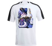 MERCHANDMANIA CAMISETA TÉCNICA FRANJA MANGAS NEGRA fanart policia tsundere juego anime tshirt videojuego pc
