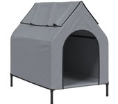 vidaXL Casa para perros tela Oxford y acero gris claro Dimensiones 90 x 65 x 85 cm, 110 x 75 x 107 cm