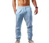 Pantalones Verano Hombre Ligero Transpirable Color Sólido Cinturilla Elástica Haruku