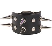 2025 Black Goth Rings Bracelets For Women Punk Emo Spike Rivets PU Leather Bracelet Cuff Bangles Festival Jewelry Party Gift
