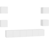 Mueble TV combinadoSet de muebles de salón TV 7 piezas madera de ingeniería blanco
