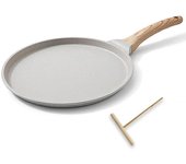 Sartén para Crepes 25 cm con Distribuidor de Masa, Revestimiento Antiadherente, Aluminio - Blanco