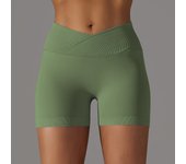 Crossover Waist Women Sport Shorts Yoga Shorts Gym Workout Running High Waist Yoga Shorts Push Up Hip Seamless Fitness Shorts