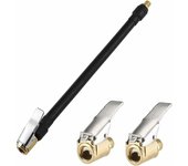 Manguera para inflar neumáticos de 20 cm con 2 adaptadores de bomba de aire, manguera negra