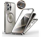Aluminum Alloy Frame Protective Case ,For iPhone 15 14 Pro Max Magnetic Galaxy Wireless Charging HD Full Screen Protective Box