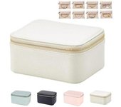 Joyero de viaje con bolsitas, estuche portátil con 12/8 bolsas, organizador de cuero impermeable para collares, pulseras, pendientes, tachuelas y anillos (rosa)