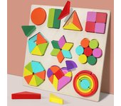 Wooden Geometric Shapes Colorful Montessori Puzzles Cognitive 3D Toddlers Education Board Math Sorting Games Children's toys