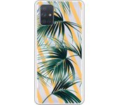 Funda compatible con Samsung Galaxy A71 - Hojas palmera rayas diagonales