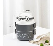 Stackable Bento Box Portable Cute Cartoon Children Lunch Box Double Layer Food Storage Container Eyeglass Bear Thermal Bento Box