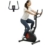 SPORTNOW Bicicleta Estática en Casa con Resistencia Magnética Ajustable Bici Estática Silenciosa con Volante Sensor de Frecuencia Asiento Regulable Pantalla LCD y Soporte de Teléfono Carga 100 kg