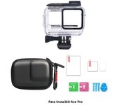For Insta360 Ace Pro 9H Tempered Glass Film+60M Dive Case Waterproof Housing+Portable Mini Bag for Insta360 Ace Pro Accessories