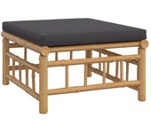 vidaXL Reposapiés de jardín bambú con cojín Crema, Gris oscuro, Conjunto Terraza Muebles Jardín Exterior Juego de Muebles de jardín Mueble Jardín Exterior Muebles de Salon Exterior