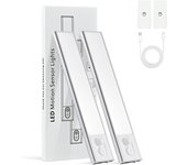 Luz LED Sensor Movimiento Cocina - Armario Luces Pilas Adhesiva Recargable Lampara sin Cables Bajo Mueble Interior Armarios Tira Lamparas Magnetica Pared Barra Light Iluminacion Inalambrica Lights USB