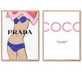 Set de 2 cuadros calidad premium con marco de madera - 30x40 cm o 50x70 cm - POSTER LAB