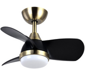 Ventilador de Techo FABRILAMP PIRDO Cuero/negro con 3 Aspas y Luces LED Integradas