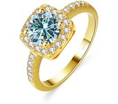 JoyceJelly 22 choices Sterling Silver 925 Rings With 1CT Colorful Moissanite Ring Plated 14K Gold Luxury Jewelry For Engagement