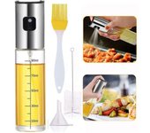 Pulverizador Aceite Spray, para Cocina, de Maple Inoxidable y Cristal,100 ml, Antigoteo, Accesorios Freidora de Aire, Dispensador, Bote, Dosificador