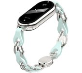 Suitable for Xiaomi band 9 8 nfc strap, hollowed leather chain leather, metal magnetic snap personality miband replacement strap
