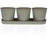 Maceta Versa Gris Triple Metal (11 x 33 cm)