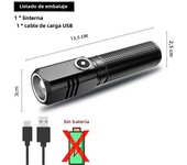 Super Bright Mini LED Flashlight USB Rechargeable Zoom Tactical Flashlight 3 Lighting Mode Outdoor Camping Fishing Torch