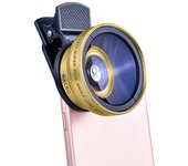 2 Functions Mobile Phone Lens 0.45X Wide Angle Len & 12.5X Macro HD Camera Lens Universal For iPhone Android Phone Smartphone