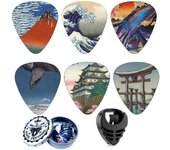 Guitar Picks-Medium, 6 Pack Art Cool Guitar Pick In Metal Box W/Black Pick Holder, Unique Gift For Bass, Electric