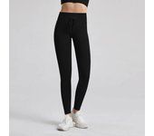Pantalones de Yoga acanalados para mujer mallas deportivas de realce sin costuras, mallas de Fitness, mallas de entrenamiento para gimnasio con cordón