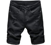 2025 New White Denim Shorts Men Ripped Knee Length Fashion Jeans Casual Hole Slim Male Short Pants Streetwear