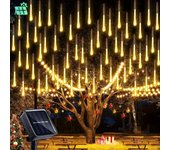 1pc Solar 30cm Meteor Rain String Lights Meteor Shower 8 Tubes 192LEDs,Waterproof Falling Raindrop Fairy Lights