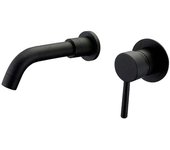 VALAZ Grifo lavabo empotrado redondo monomando negro mate caño 15 cm serie Guadiana