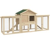 PawHut Gallinero de Madera 204x85x93 cm Jaula para 2-4 Gallinas Gallinero Grande con Nido Bandeja Extraíble Techo de Asfalto y Rampa para Exterior Natural