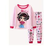 2 girls casual crew-neck animal print pajama sets