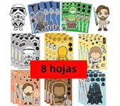 8/16Sheets Star Wars Puzzle Stickers Make a Face Cartoon Toys For DIY Phone Laptop Skateboard Luggage Disney Graffiti Decals Kid