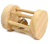 Cute Rabbit Roller Toys Natural Wooden Pine Dumbells Unicycle Bell Chew Toys for Guinea Pigs Rat Small Pet Molars Supplies New