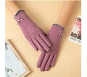 Guantes cálidos de otoño e invierno para mujer para conducir, montar al aire libre, coche eléctrico, protección contra el frío, terciopelo, lindo lazo de estilo coreano para mujer.