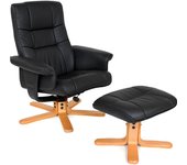 Tectake - Sillón de TV con taburete modelo 1  Respaldo oscilante  Acolchado suave y cómodo  Giro de 360°, base estable de madera